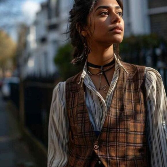 Vintage 90s ornate brocade vampire academic gothic button-up vest waistcoat - Picture 6 of 7